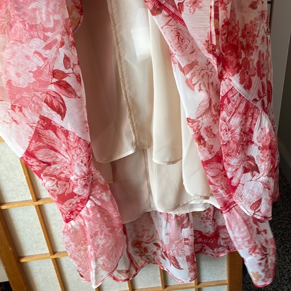 Zara Floral Red Patchwork Sheer Midi Sleeveless Dress M - Picture 12 of 16